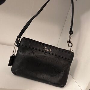 Coach Black Perforated Leather Crossbody Bag